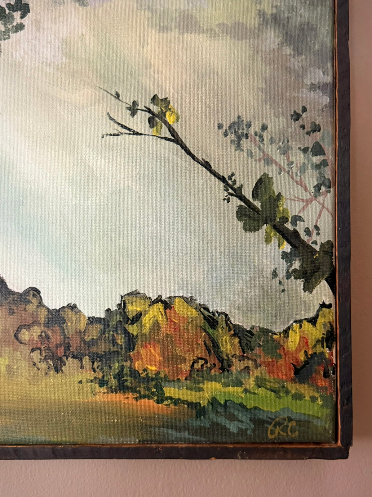 Moody Landscape Oil Painting with Vast Sky
