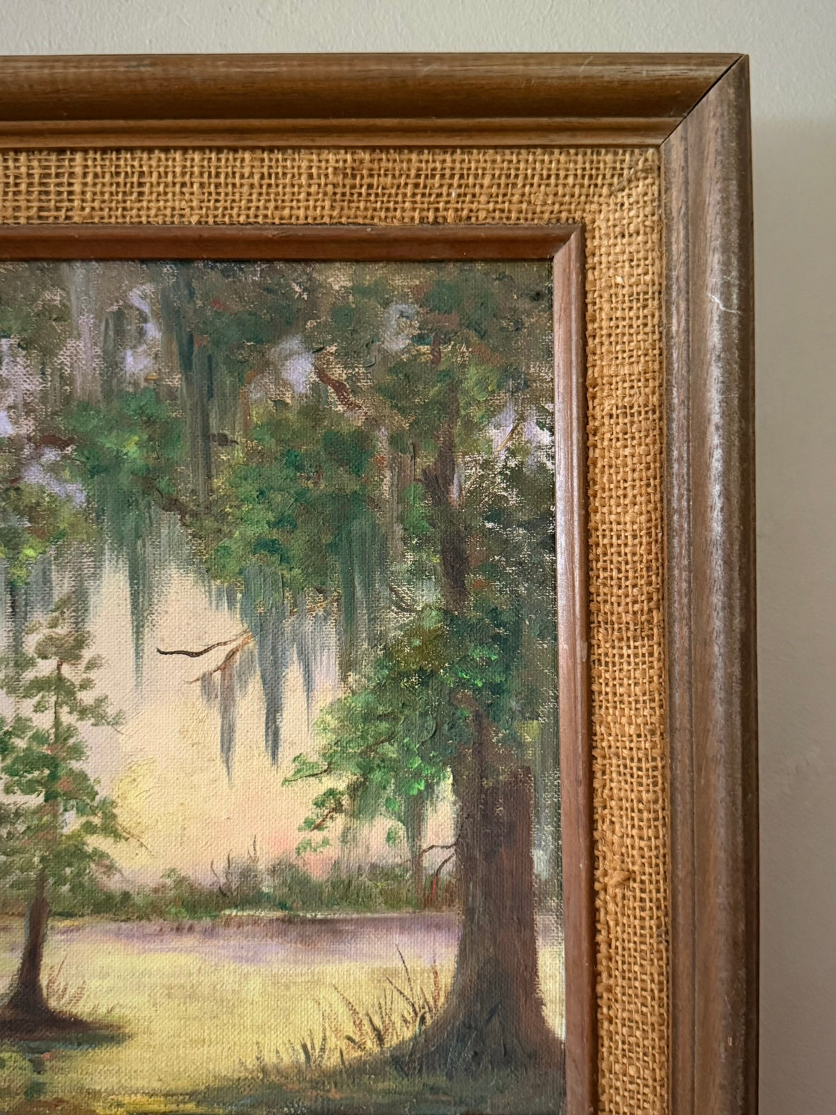 Romantic Waterside Landscape Oil on Masonite