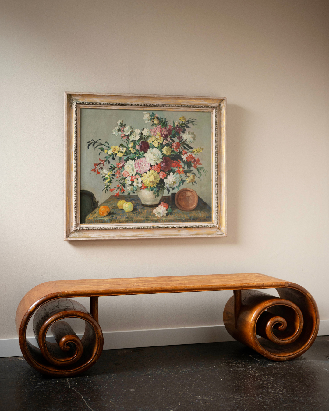 20th Century Chinese Scroll Bench