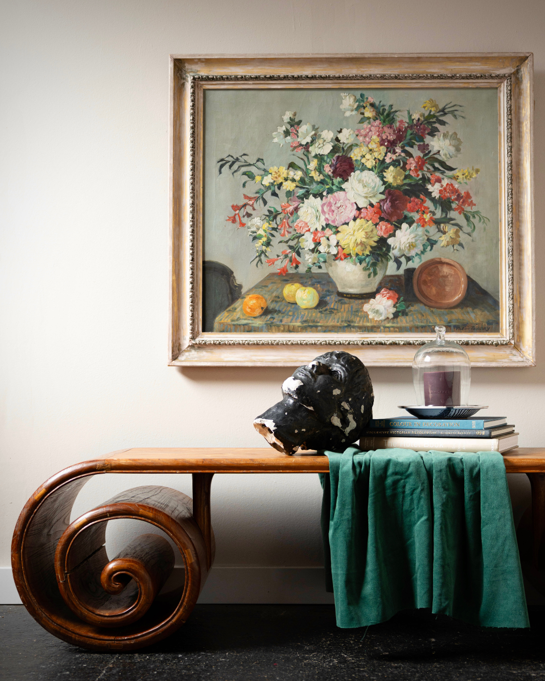 20th Century Chinese Scroll Bench