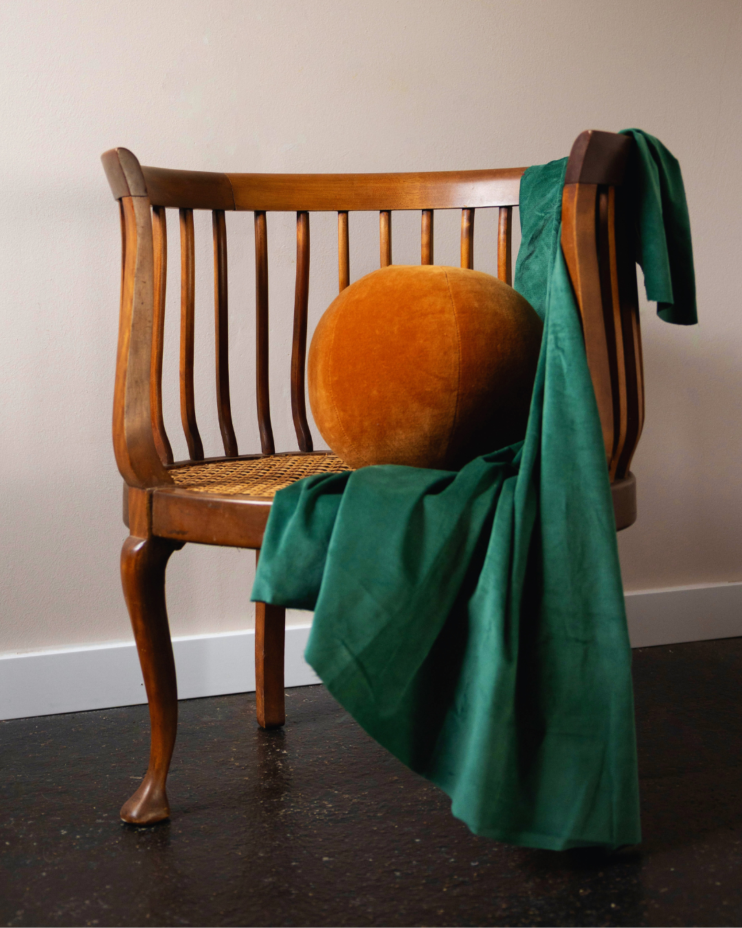 Mahogany Barrel Chair with Open Cane Panel