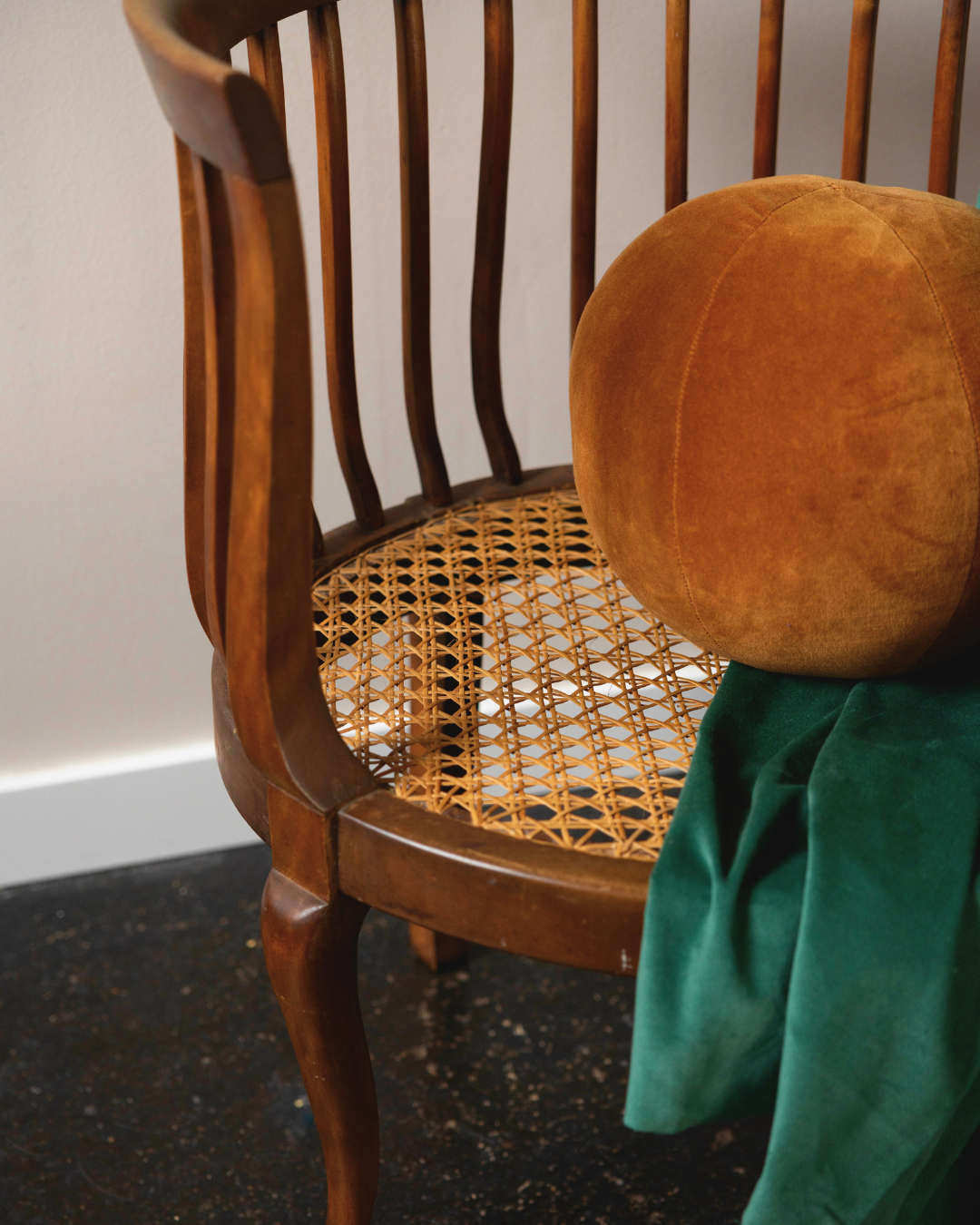 Mahogany Barrel Chair with Open Cane Panel
