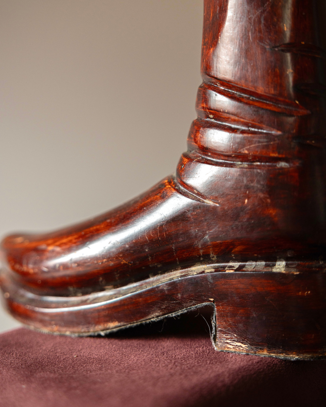 Sculptural Carved Wood Boot