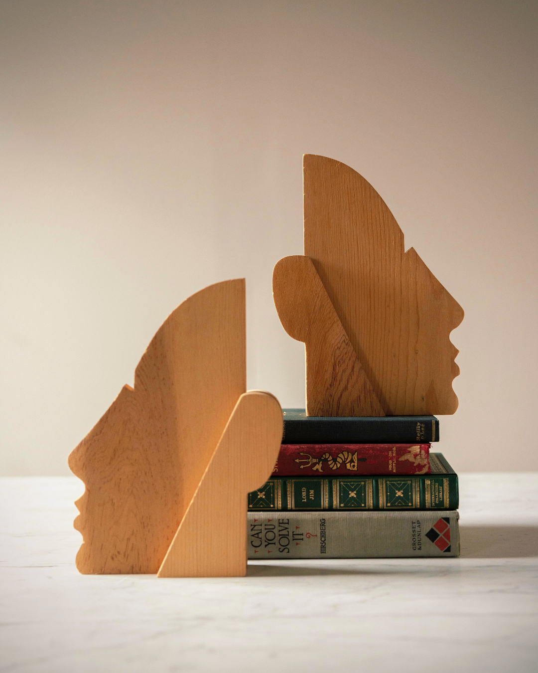 Abstract Folk Art Head Bookends