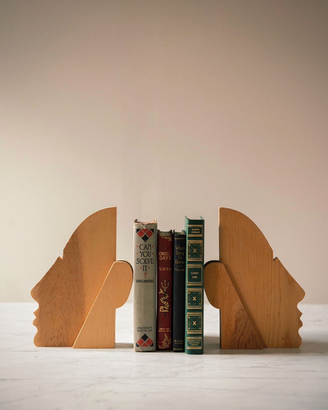 Abstract Folk Art Head Bookends