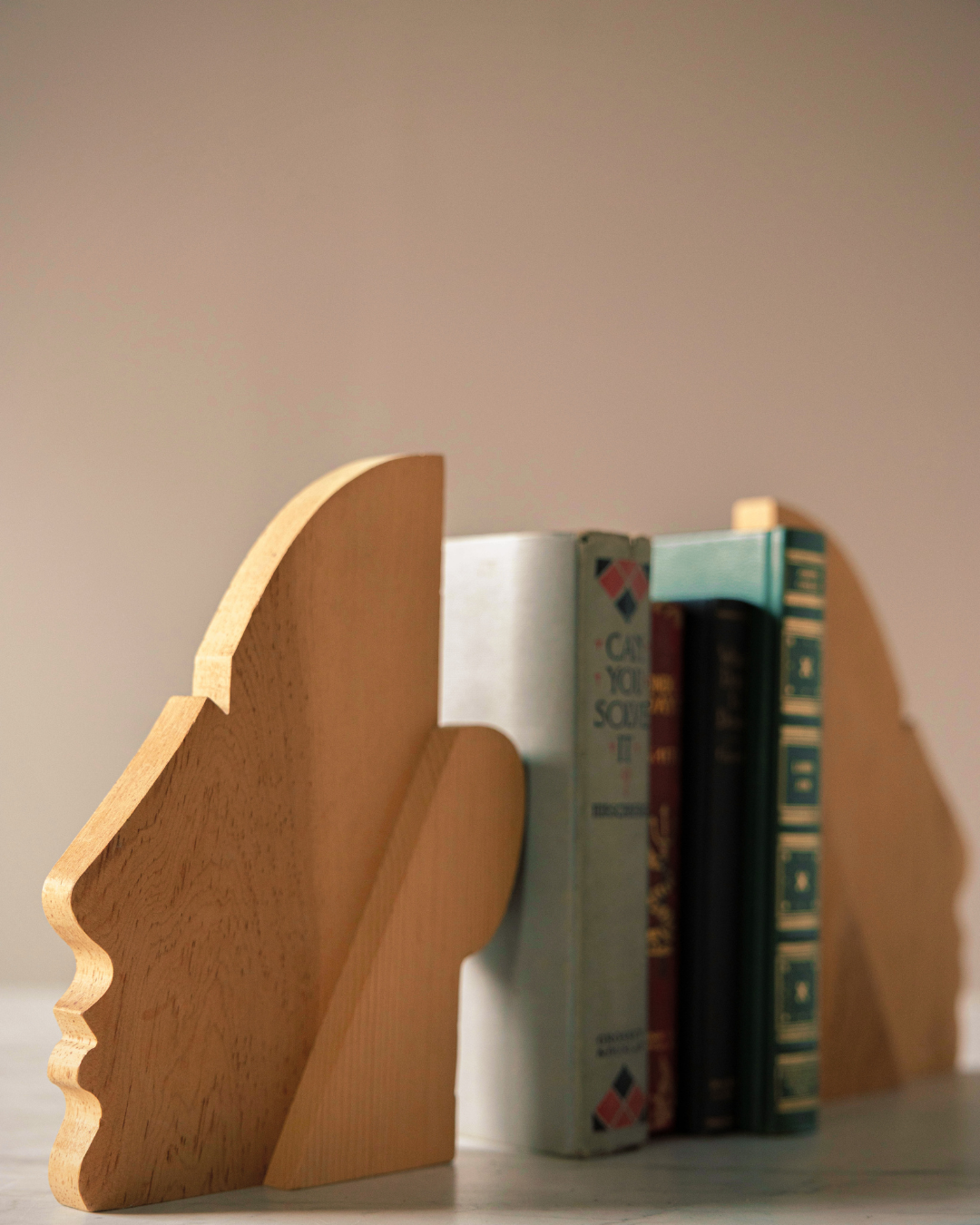 Abstract Folk Art Head Bookends