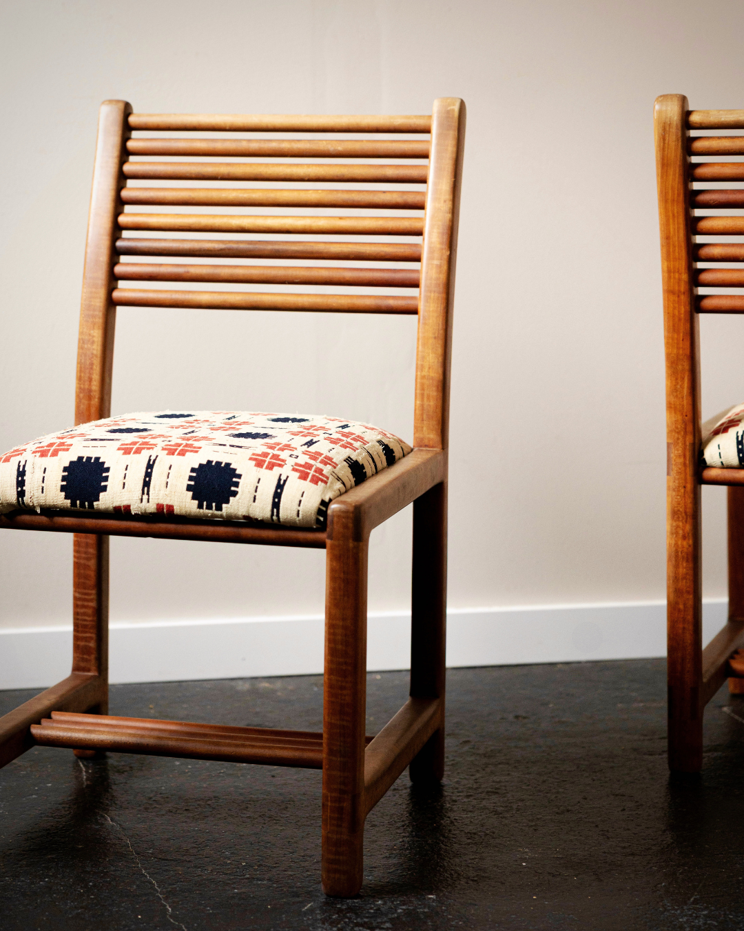 Lambrecht Studio Teak Ladderback Lowback Chairs (Pair)