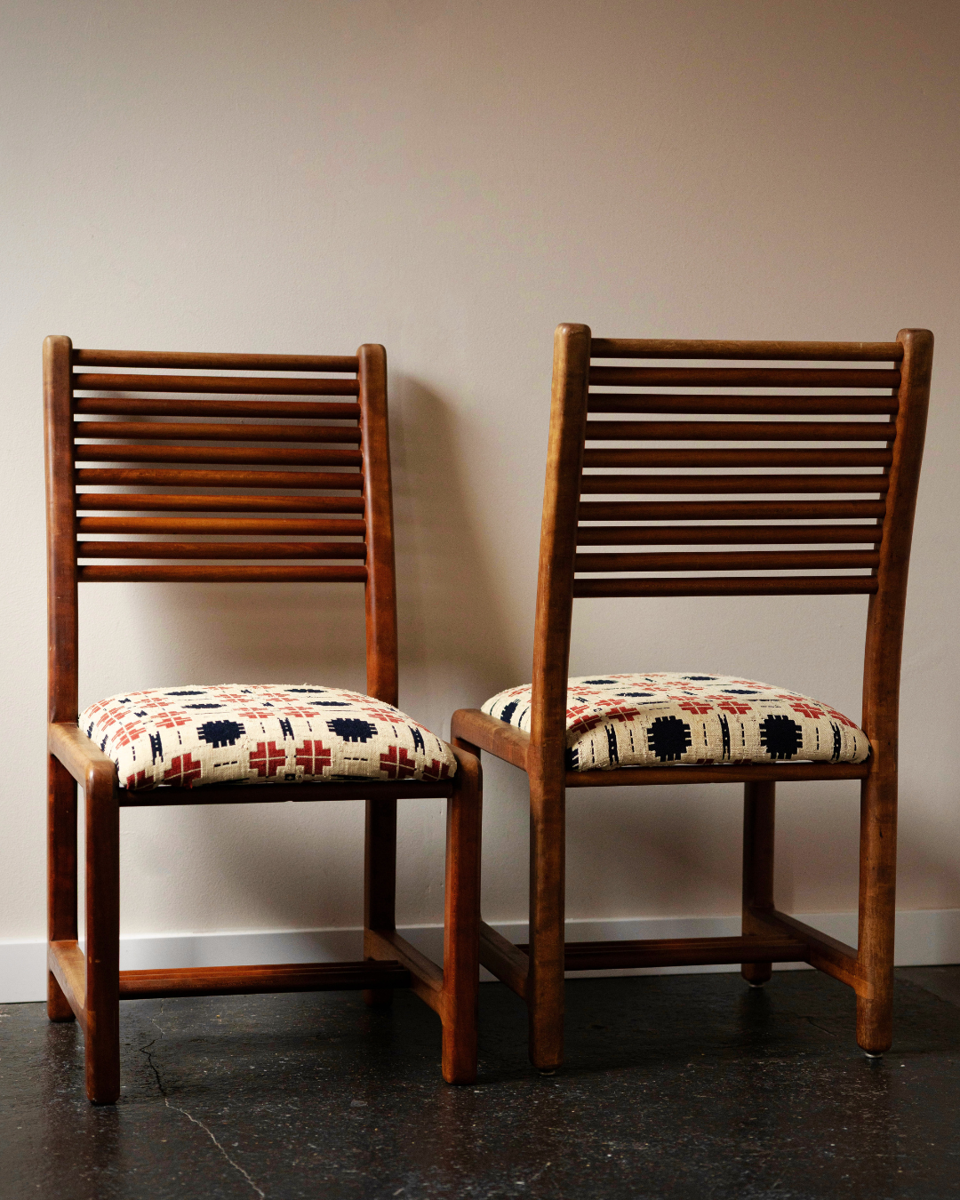 Lambrecht Studio Teak Ladderback Highback Chairs (Pair)