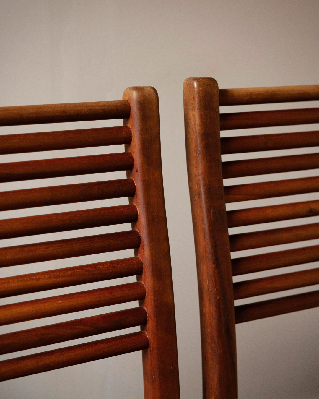 Lambrecht Studio Teak Ladderback Highback Chairs (Pair)